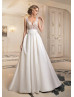 Ivory Lace Satin Sheer Back Minimalist Wedding Dress